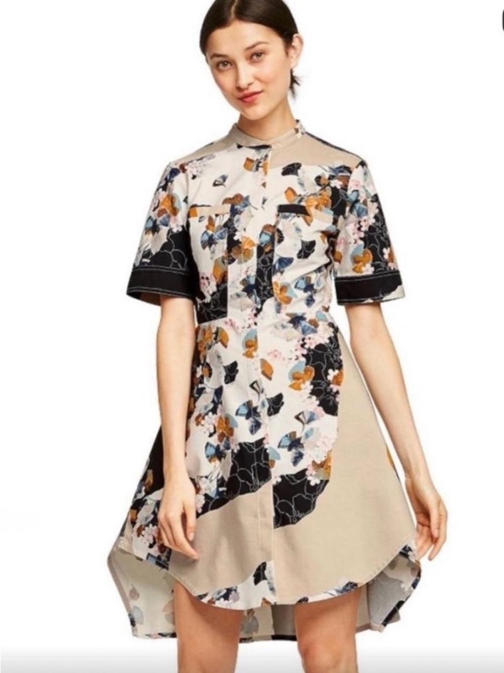 3.1 Phillip Lim for Target Floral Asymmetrical Shirt Dress L